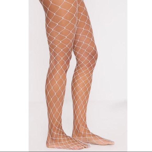 NWOT White Large Fishnet Tights - Picture 4 of 5